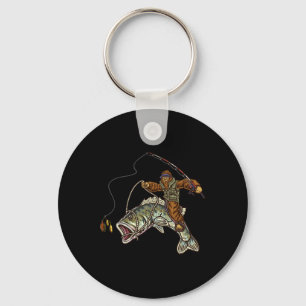 Largemouth Byss Fishing Bigfoot Fisherman Keychain