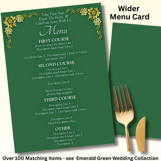 Larger Menu Card - Emerald Green & Gold (Creator Uploaded)