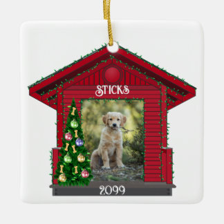 Larger Puppy Rectangular Upload Photo Dog House Ce Ceramic Ornament