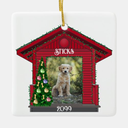 Larger Puppy Rectangular Upload Photo Dog House Ce Ceramic Ornament