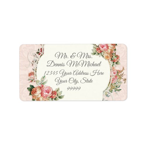 Larger Return Address Elegant Vintage Blush Roses Label