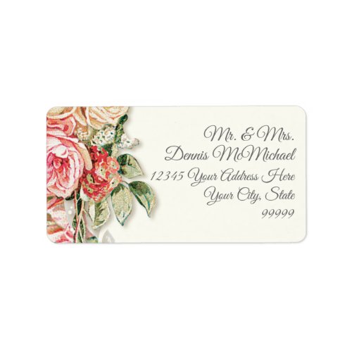 Larger Return Address Elegant Vintage Blush Roses Label