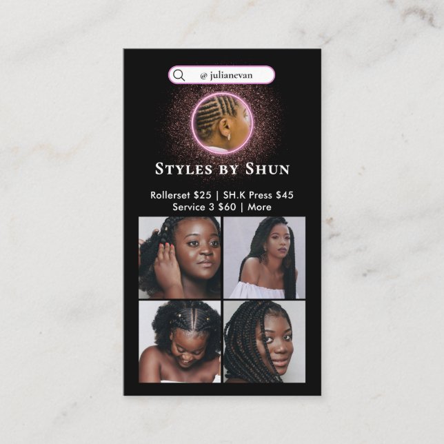 Larger text braid Business Card (Front)