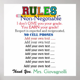 Larger Version #2 Teacher Classroom Rules Poster