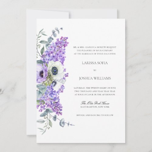 Larissa Elegant Purple Floral All_in_One Wedding Invitation