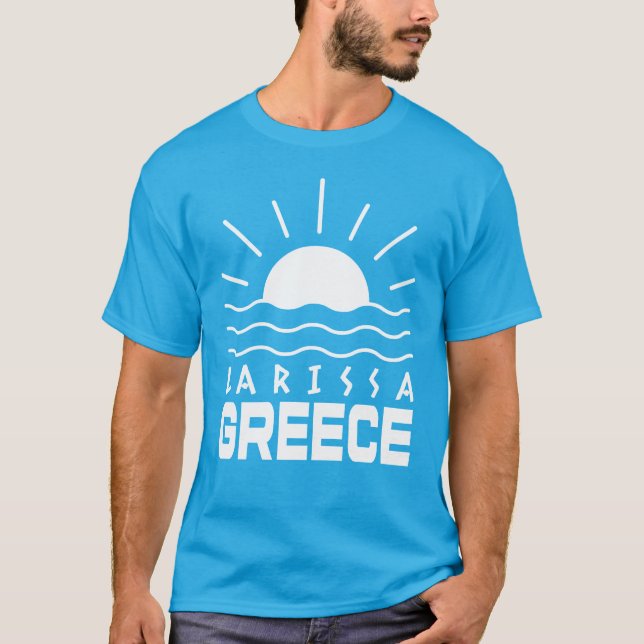 Larissa Greece Sunshine And Sea Men's Teal T-Shirt (Front)