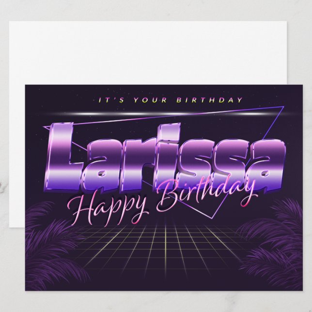 Larissa Name First name purla retro card Birthday (Front/Back)