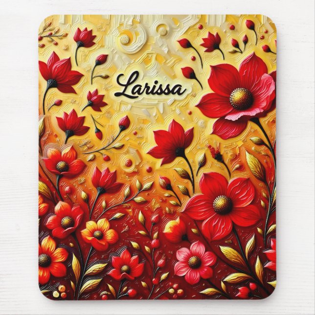 LARISSA ~ RED FLOWERS ~ Mousepad (Front)