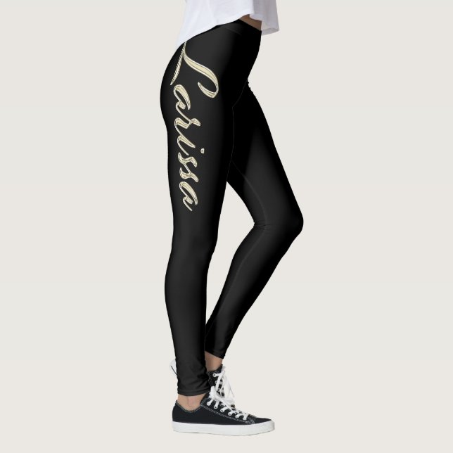 Larissa white gold Handwriting trousers Leggings (Right)