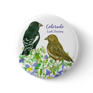 Lark Bunting Sparrow Birds Colorado Columbine Pinback Button