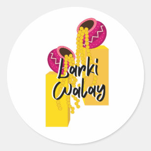 Larki Walay Desi Wedding Playful Celebration Classic Round Sticker