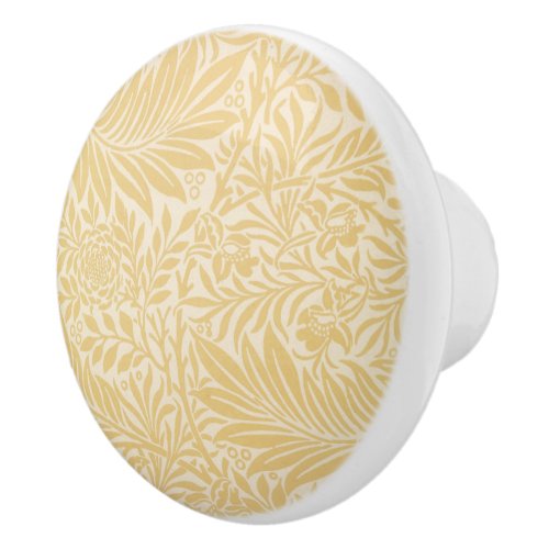 Larkspur by William Morris Vintage Yellow Floral Ceramic Knob