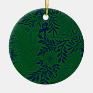 Larkspur in Vibrant Green and Blue Ceramic Ornament