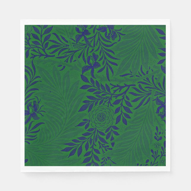 Larkspur in Vibrant Green and Blue Napkins (Front)