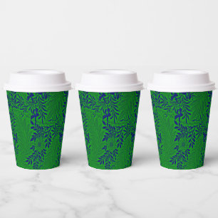 Larkspur in Vibrant Green and Blue Paper Cups