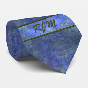 Larkspur Inspired Periwinkle Blue Monogram Neck Tie