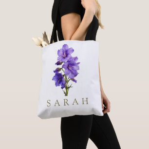 Larkspur July Custom Birth Flower Gift Tote Bag