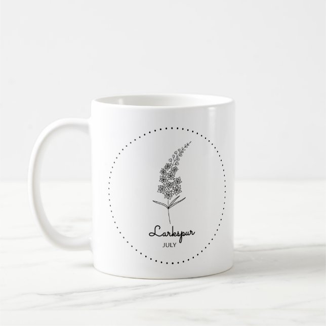 Larkspur July Month Flower  Coffee Mug (Left)