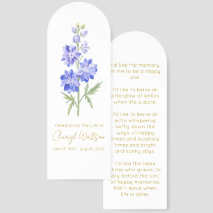 Larkspur Simple Funeral Memorial Bookmark