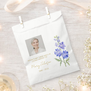 Larkspur Simple Photo Funeral Seed Favor Bag