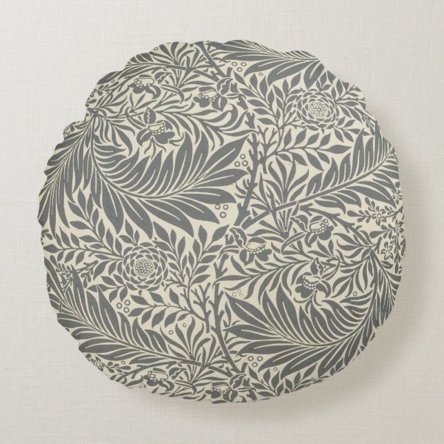 Larkspur, wallpaper design, 1872 round pillow (Front)