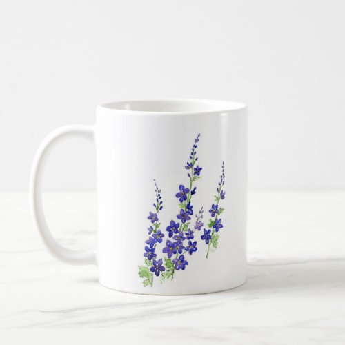 Larkspur Watercolor Flowers Coffee Mug