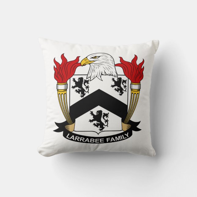 Larrabee Family Crest Throw Pillow (Front)
