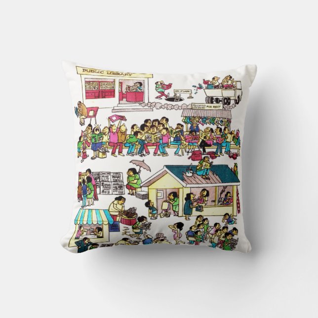 Larry Alcala's Slice of Life Throw Pillow (Front)