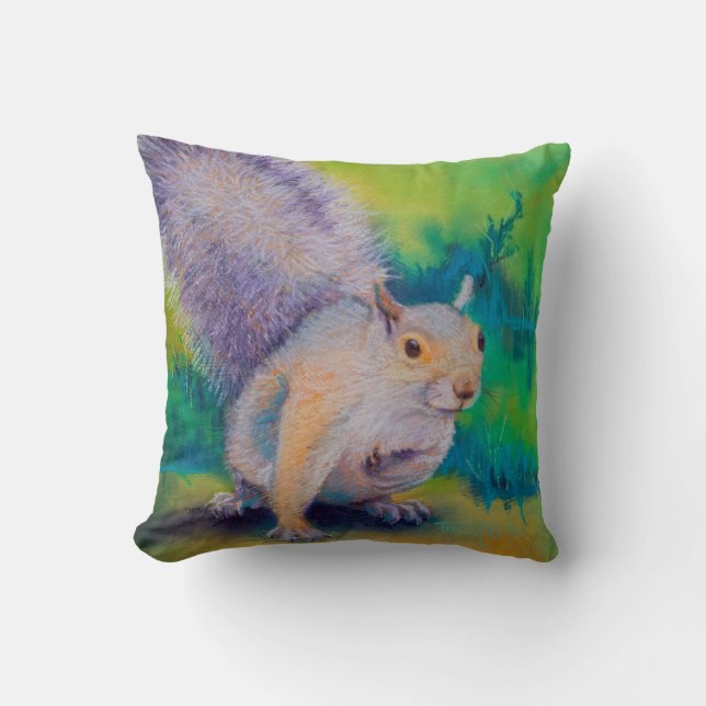 Larry, Curly and Moe Squirrels Throw Pillow (Front)