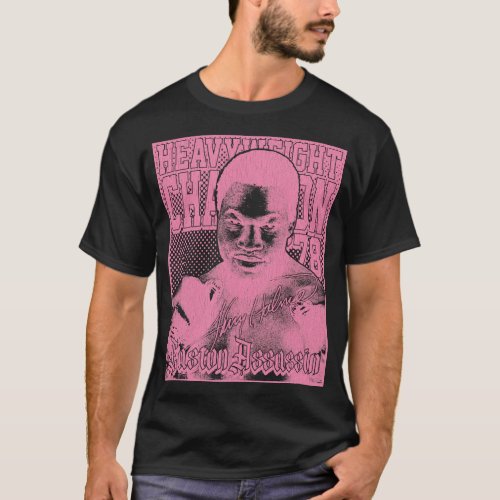 Larry Holmes Distressed Look Pink T_Shirt