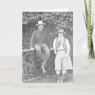 Larry Larom and a women posing. Card