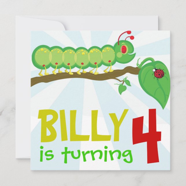 Larry the Caterpillar Birthday Party Invitation (Front)