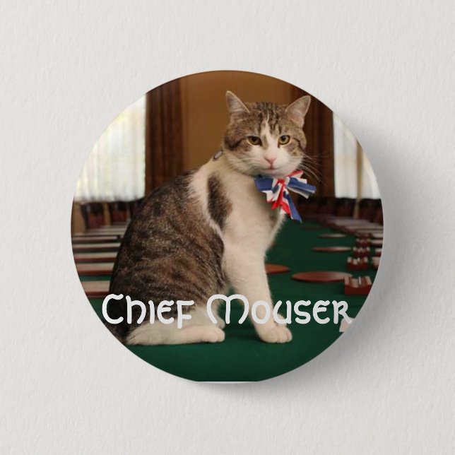 Larry the Downing Street Cat chief mouser badge Pinback Button (Front)