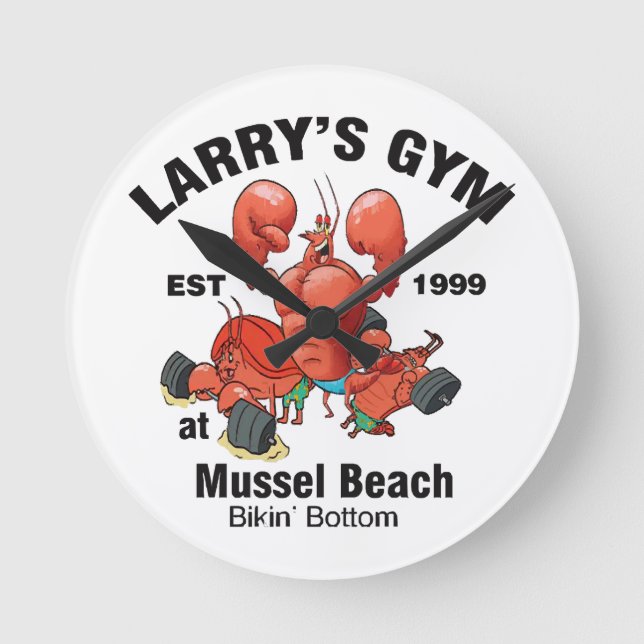 Larry's Gym At Mussel Beach Round Clock (Front)