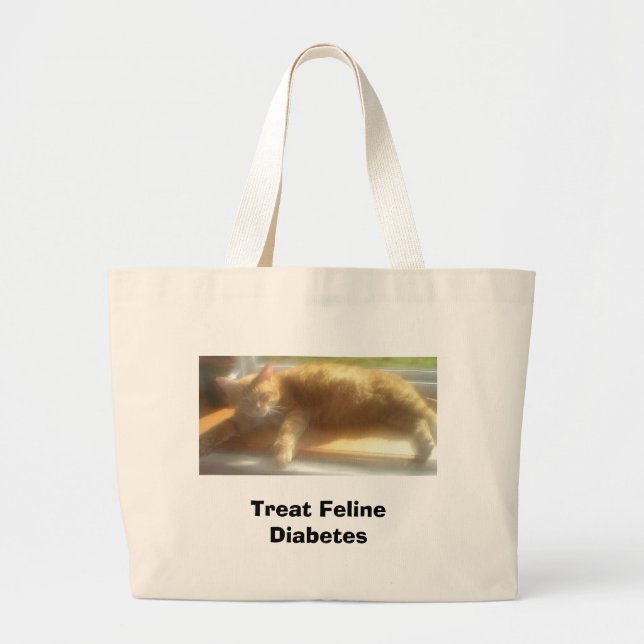LarrySunning, Treat Feline Diabetes Large Tote Bag (Front)