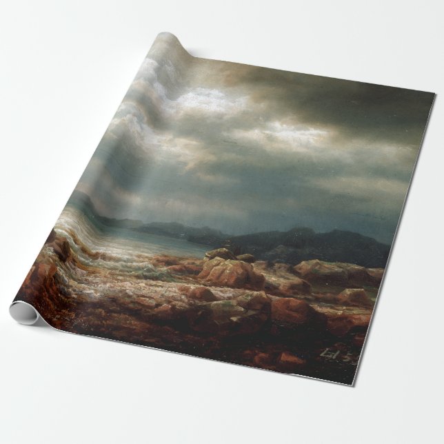 Lars Hertervig Coastal Landscape Wrapping Paper (Unrolled)