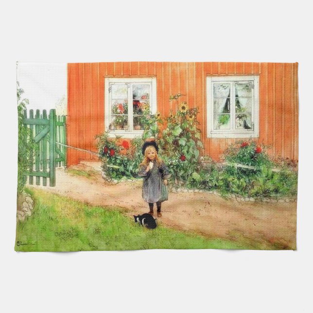 Larsson - Brita with a Cat and a Sandwich Kitchen Towel (Horizontal)