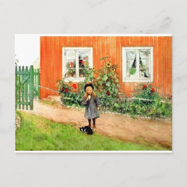 Larsson - Brita with a Cat and a Sandwich Postcard (Front)