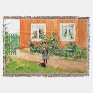 Larsson - Brita with a Cat and a Sandwich Throw Blanket