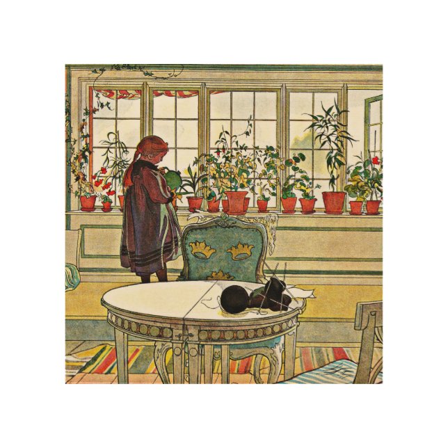 Larsson - Flowers on a Windowsill Wood Wall Decor (Front)