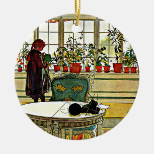 Larsson - Flowers on the Windowsill Ceramic Ornament