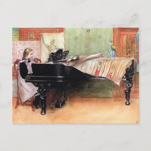 Larsson Playing Scales Postcard