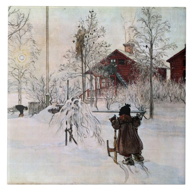 Larsson: The Yard and Wash-House artwork Ceramic Tile (Front)