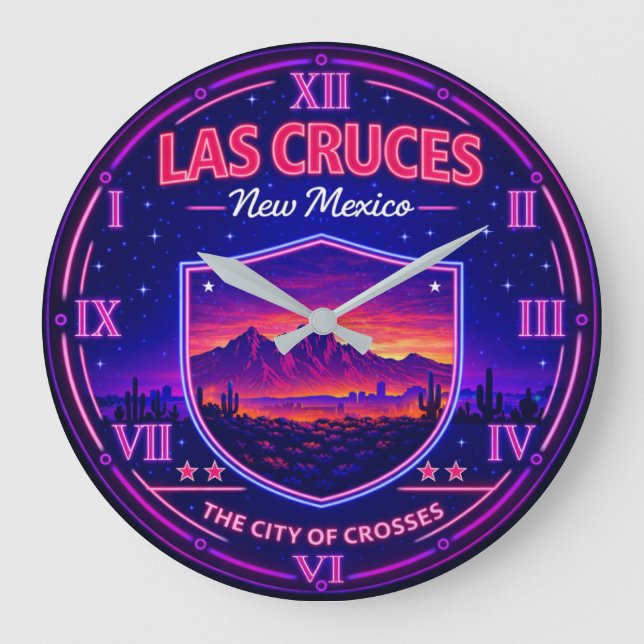 Las Cruces New Mexico Desert Mountain  Large Clock (Front)