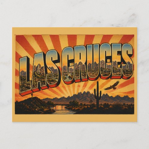 Las Cruces New Mexico Mountains Desert River Art Postcard