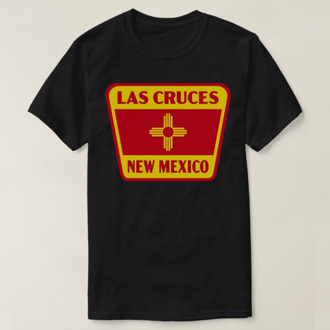 Las Cruces New Mexico Retro Flag Badge Yellow T-Shirt (Design Front)