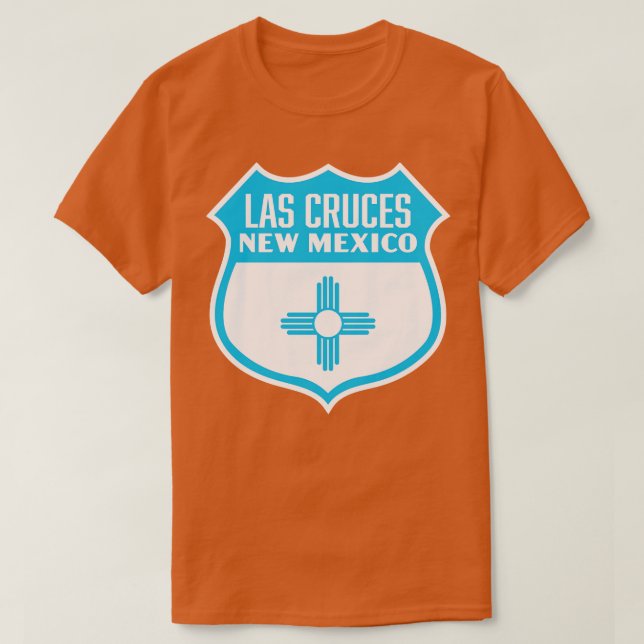 Las Cruces New Mexico Retro Flag Shield Blue T-Shirt (Design Front)