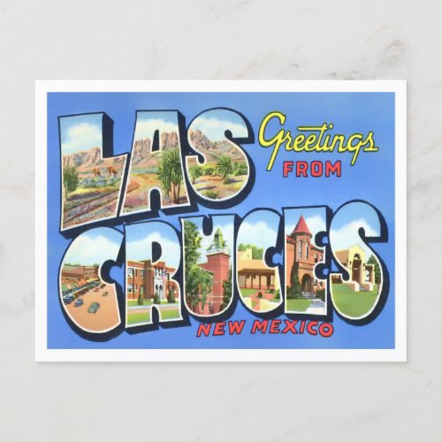Las Cruces New Mexico Vintage Big Letters Postcard