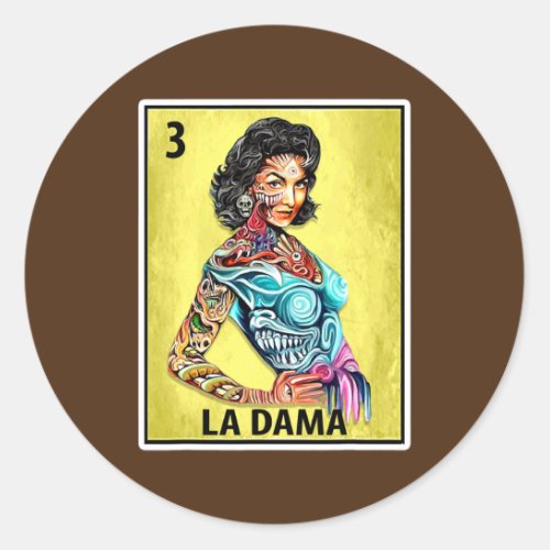 Las Damas Lottery Stylish Lady  Classic Round Sticker