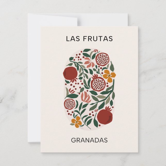 Las Frutas: Granadas - Pomegranate Market Note Card (Front)